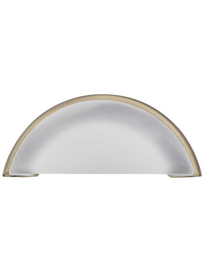 Frosted Crystal Cup Pull - 3 inch Center-to-Center in Antique Brass.